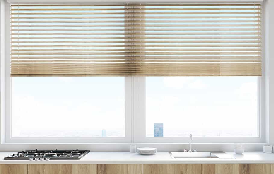 Windows blinds installed on windows in San Antonio kitchen